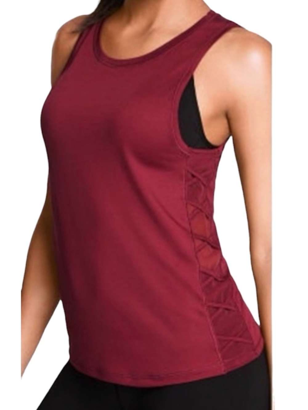 Victoria’s Secret Sport Tank Top Tee w Mesh Sides Burgundy Women’s S Small
